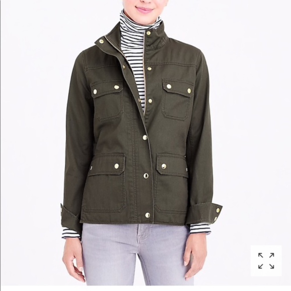 J Crew Army Green Relaxed Boyfriend Field Jacket